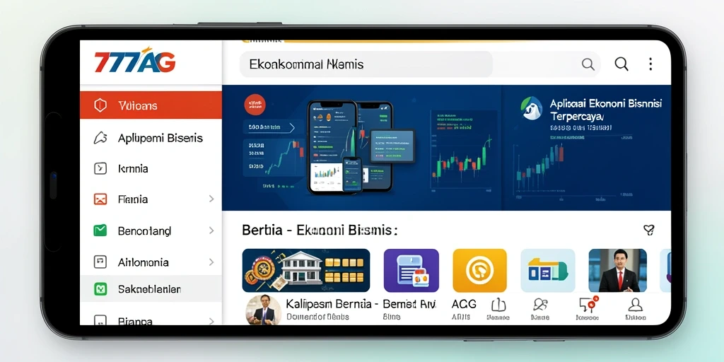 Antarmuka aplikasi 777AG menunjukkan berita ekonomi terbaru.