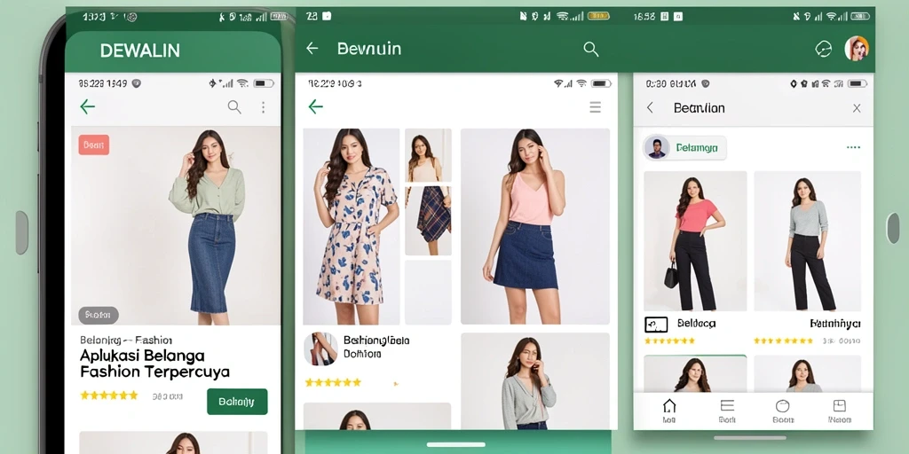 Tampilan antarmuka DEWALIN yang modern dan fungsional untuk belanja fashion.