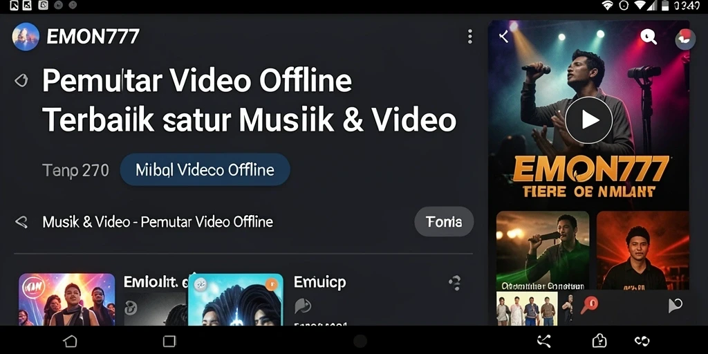Tampilan antarmuka EMON777 untuk Pemutar Video Offline yang intuitif.